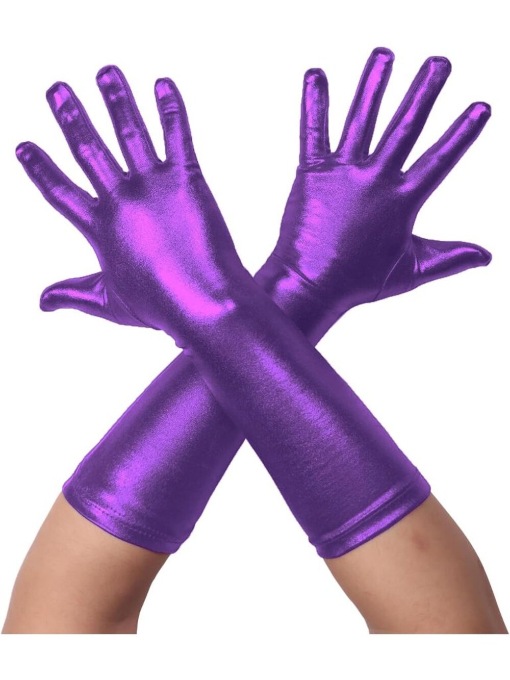 Men's And Women's Purple 1920s Flapper Shiny Metallic Spandex Opera Party Gloves